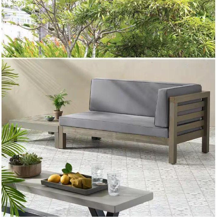 OANA RIGHT CORNER BENCH AND COFFEE TABLE, DARK GREY