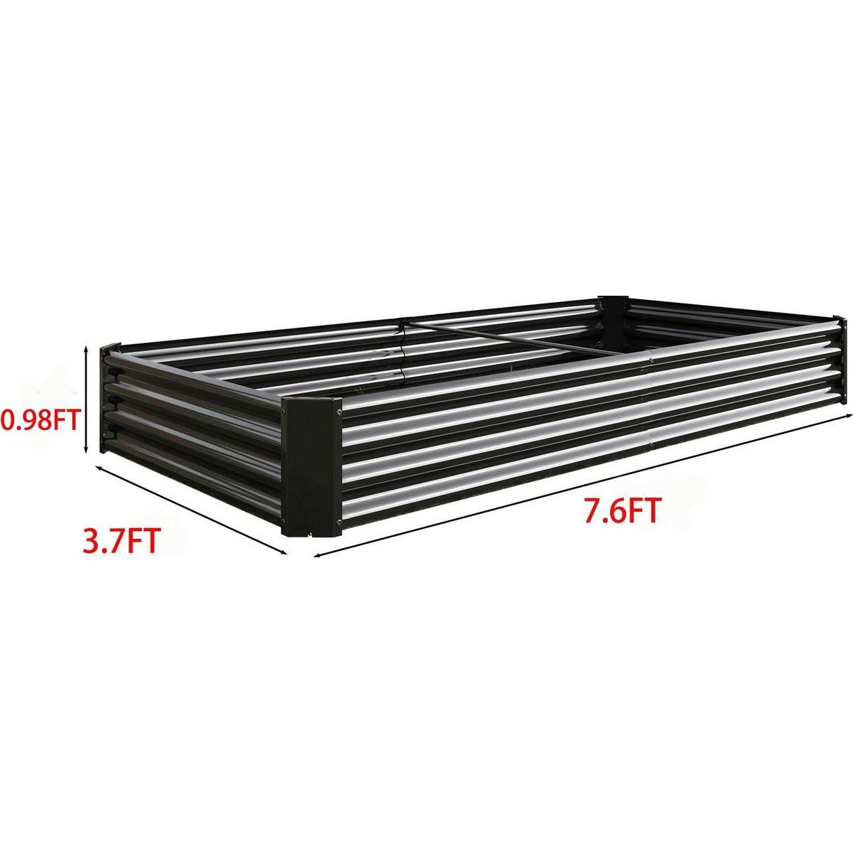 Raised Garden Bed Kit - Metal Raised Bed Garden7.6x3.7x0.98ft for Flower Planters, Vegetables Herb Black