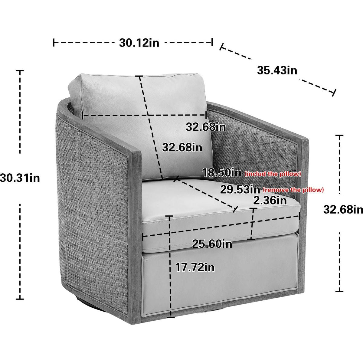 Swivel Barrel Chair, Comfy Round Accent Sofa Chair for Living Room, 360 Degree Swivel Barrel Club Chair, Leisure Arm Chair for Nursery, Hotel, Bedroom, Office, Lounge