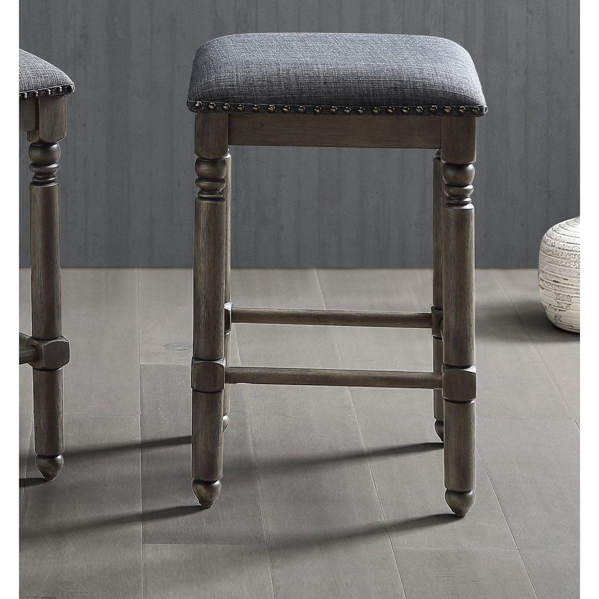 Arnhem Wood Upholstered Swivel Counter Height Stool, Set of 2, Grey