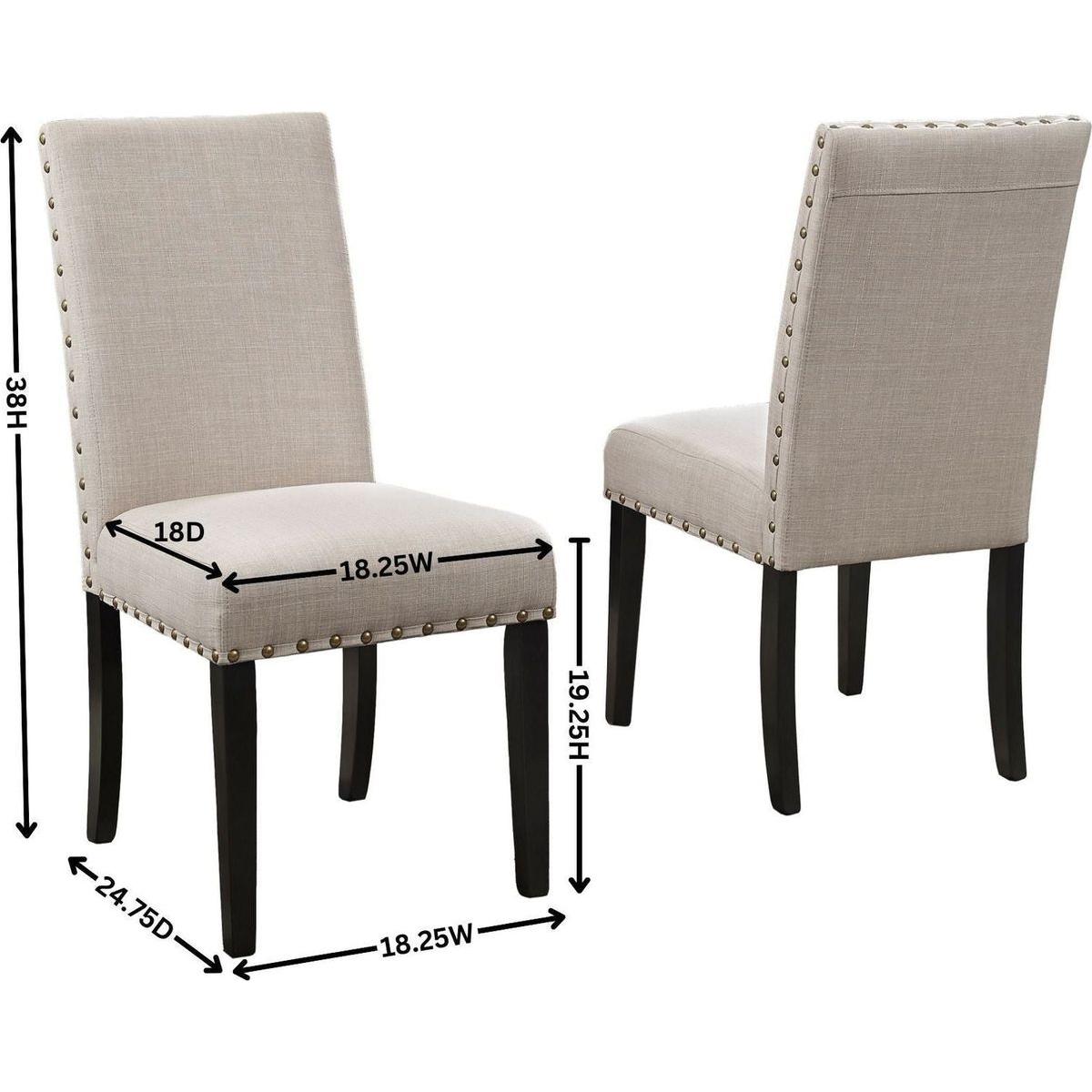 Biony Fabric Dining Chairs with Nailhead Trim, Set of 2, Tan