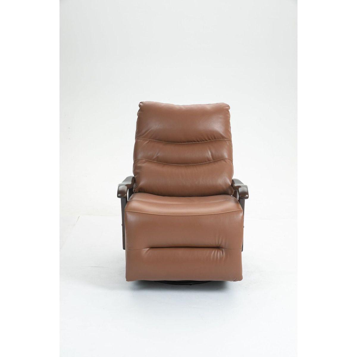 Swivel Rocker Recliner Power Glider Chair with Solid Wood Armrests - Extra Wide Reclining Sofa Chair Upholstered Faux Leather Living Room Single Sofa 350 lbs