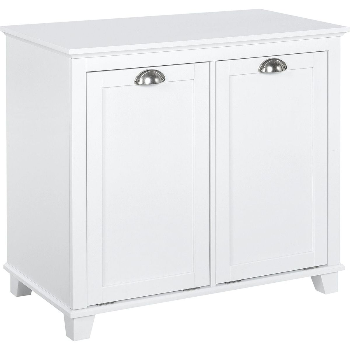 Tilt-Out Laundry Sorter Bathroom Cabinet, White