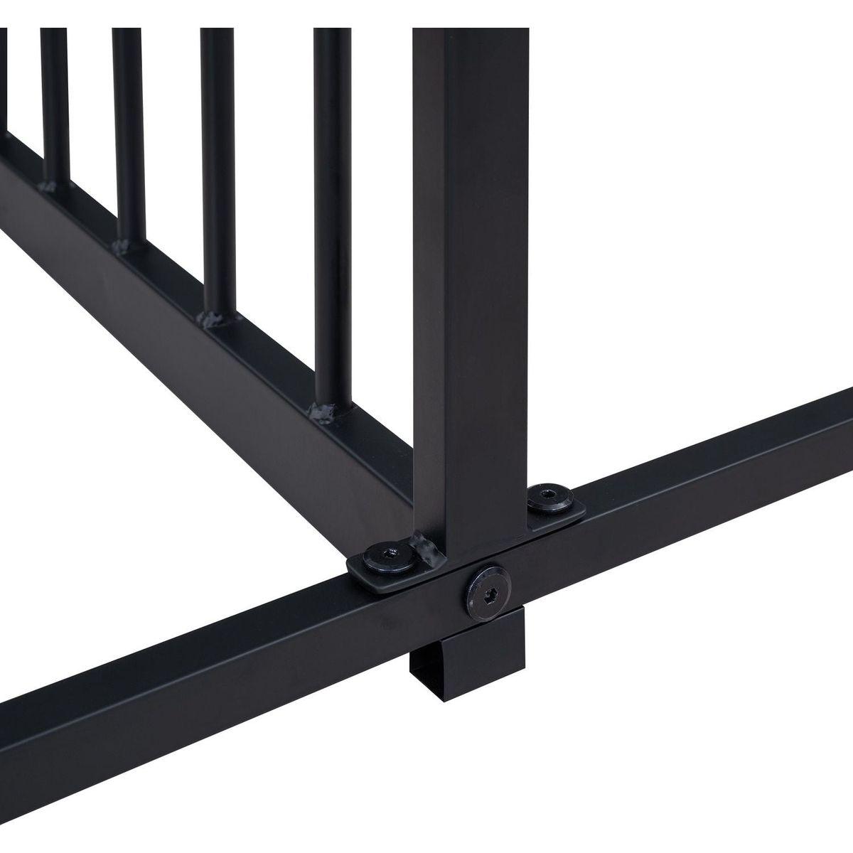 Metal Twin Size House Platform Beds, Two Shared Beds, Black