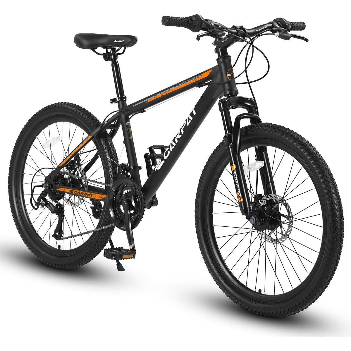 S26102 26 Inch Mountain Bike, Shimano 21 Speeds with Mechanical Disc Brakes, High-Carbon Steel Frame, Suspension MTB Bikes Mountain Bicycle for Adult & Teenagers