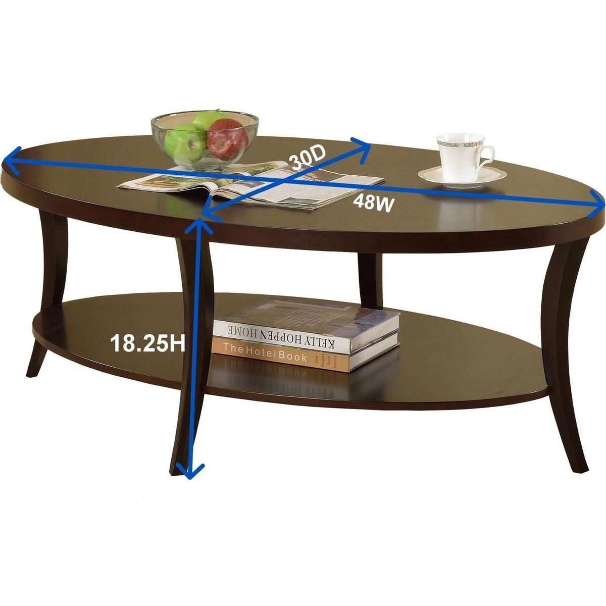 Perth Contemporary Oval Shelf Coffee Table, Gray