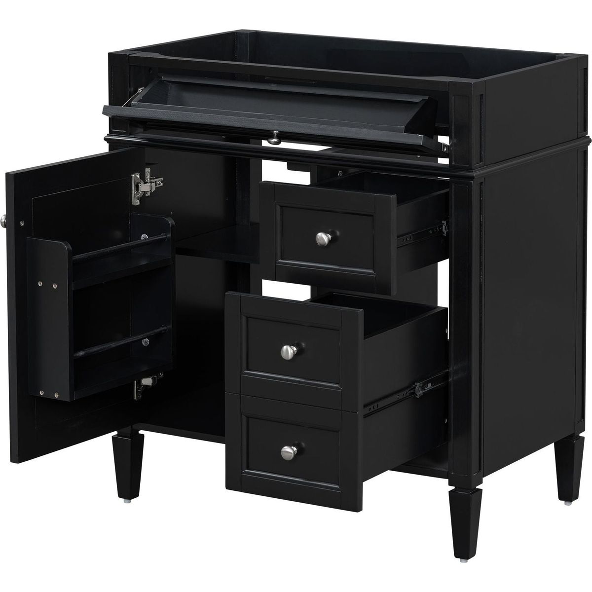 30'' Bathroom Vanity without Top Sink, Modern Bathroom Storage Cabinet with 2 Drawers and a Tip-out Drawer (NOT INCLUDE BASIN)