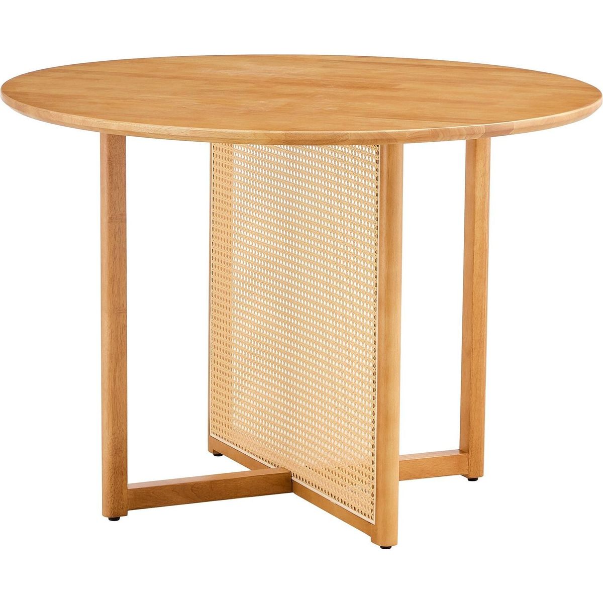 Chinese countryside retro solid wood round table, simple modern imitation rattan table, wooden table, desk. Suitable for dining room, living room, office