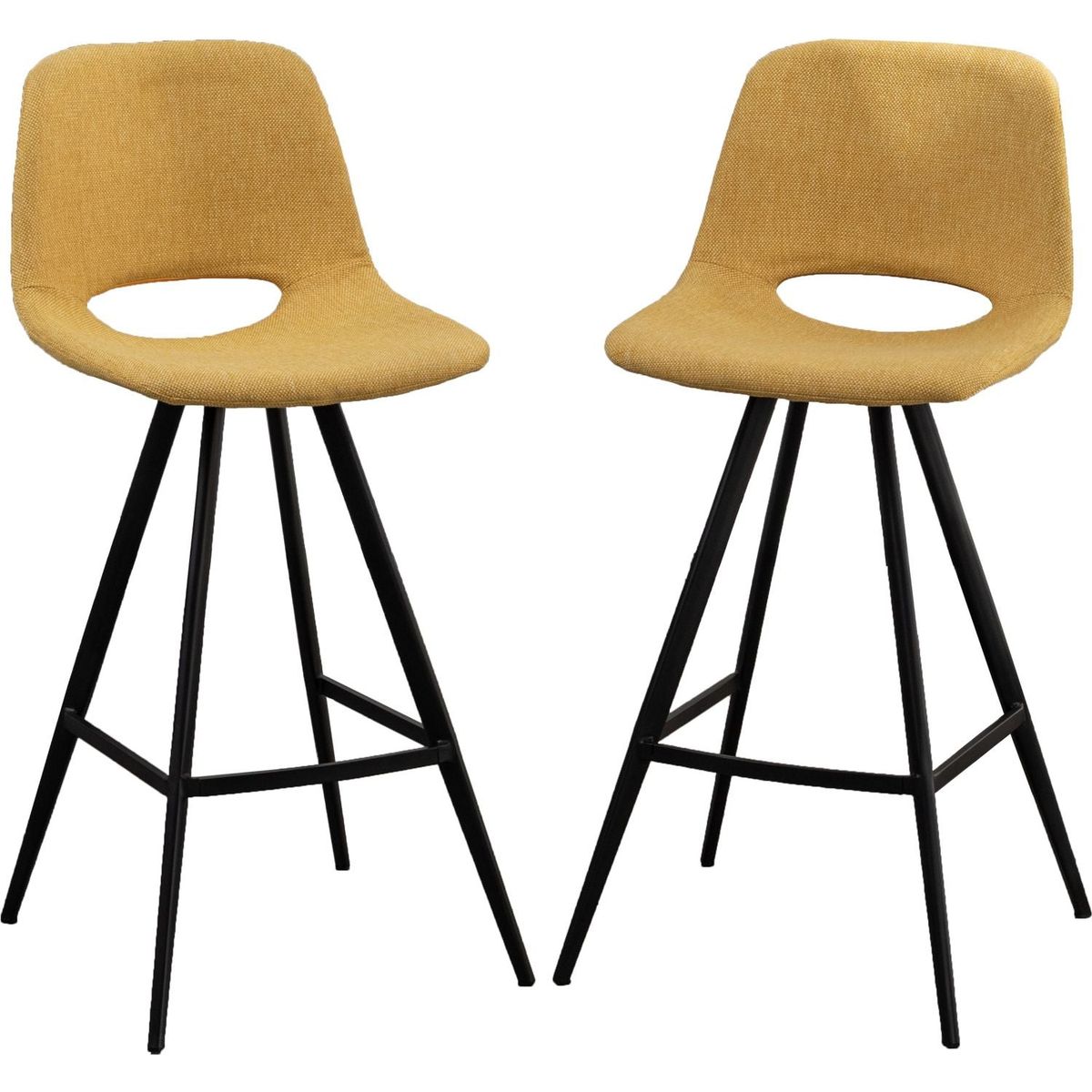 Porth Fabric Kitchen 28.25" Counter Height Stools, Set of 2, Yellow