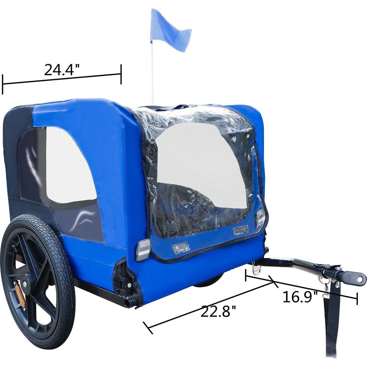 Blue High Quality 16 inch air wheel Pet Bike Trailer for Dogs Foldable Bicycle Pet Trailer