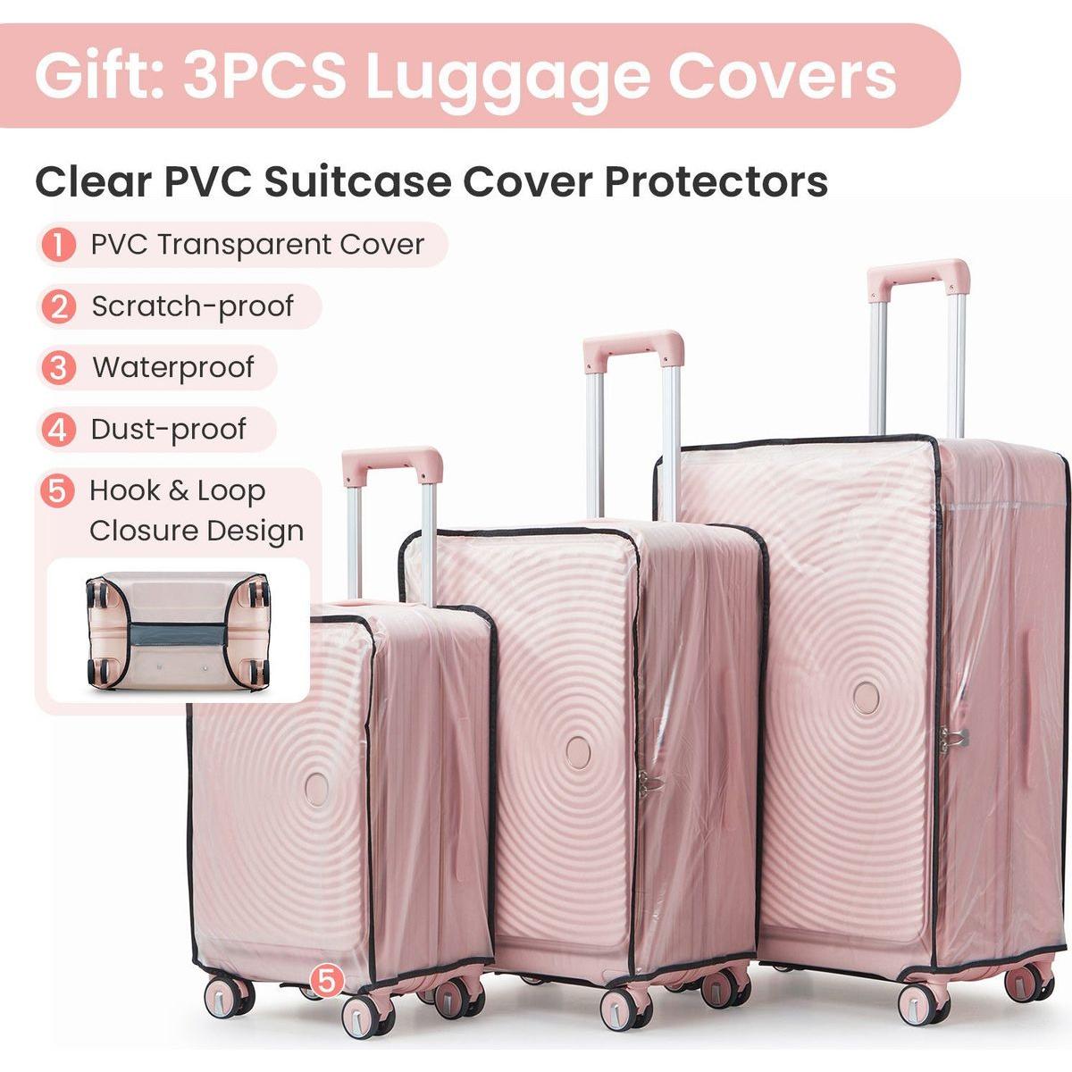 Luggage Sets 3 Piece(20/24/28), Expandable Carry On Luggage with TSA Lock Airline Approved, 100% PC Hard Shell and Lightweight Suitcase with Front Pocket and Spinner Wheels