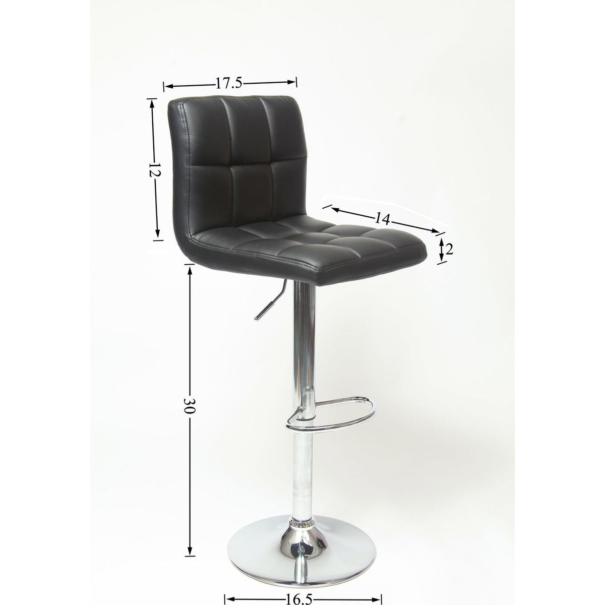 Swivel Faux Leather Adjustable Hydraulic Bar Stool, Set of 2, Brown