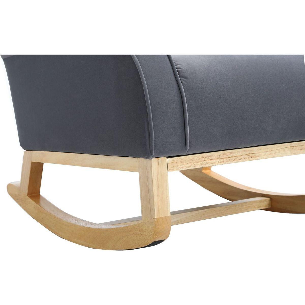 Modern Rocking Chair, Upholstered Accent Chair for Nursery, Playroom, Bedroom and Living Room, Small Contemporary Rocker, Kids Cushioned Arm Chair, Grey