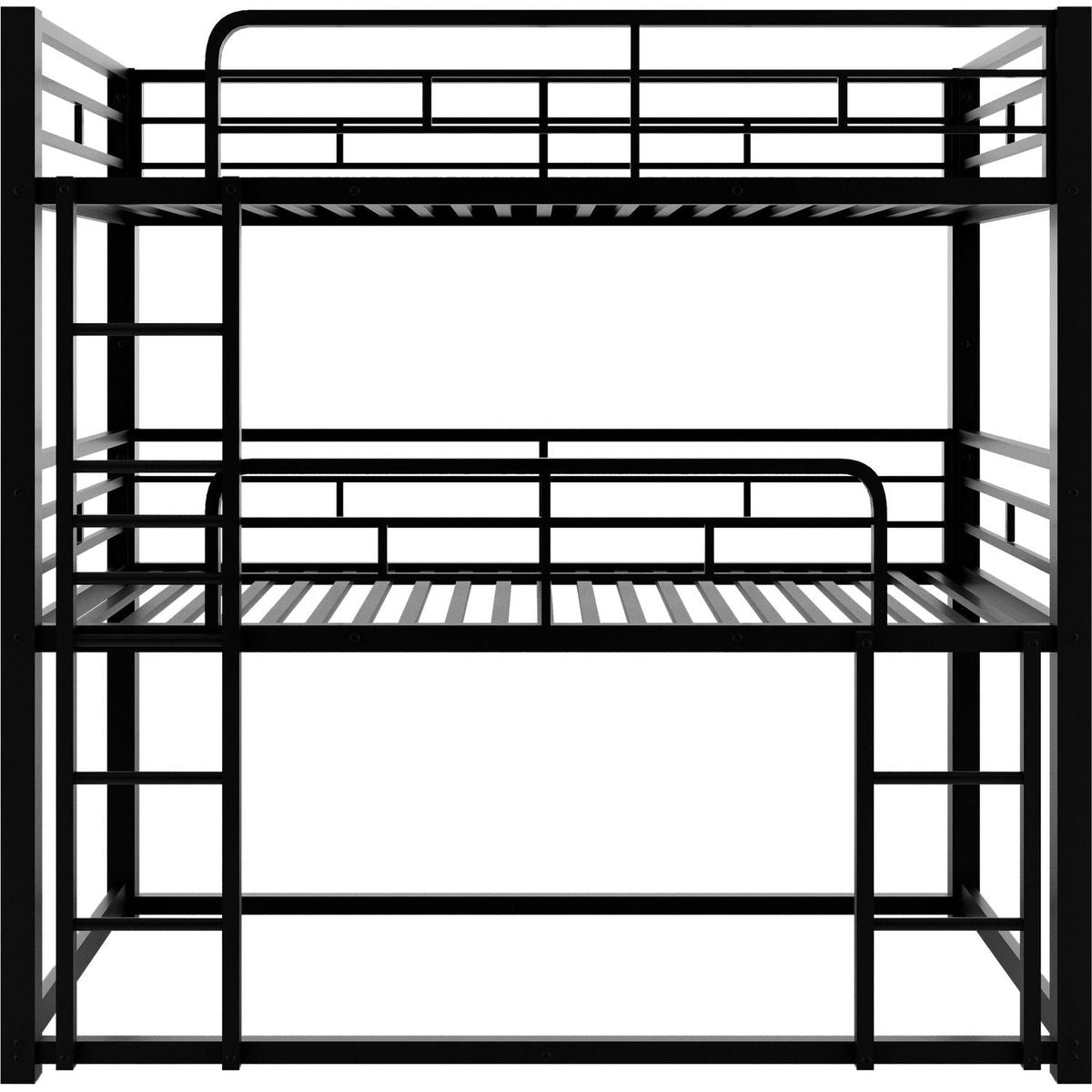 Metal Twin Size Triple Bunk Bed, Black - Streamdale Furniture
