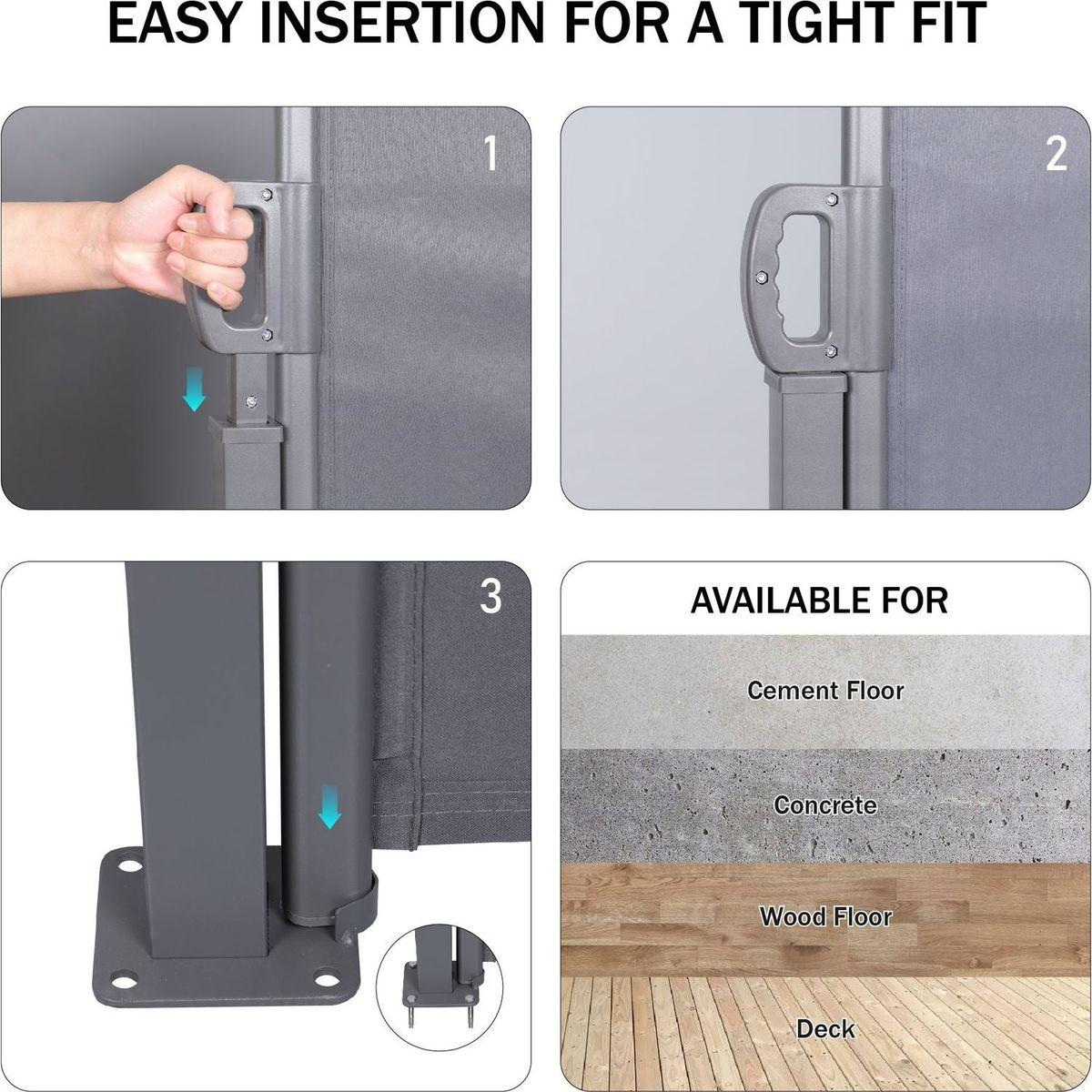 138" x 71"Retractable Side Awning, Waterproof & UV-Resistant, Privacy Screen Divider Roll Up Balcony(Grey)