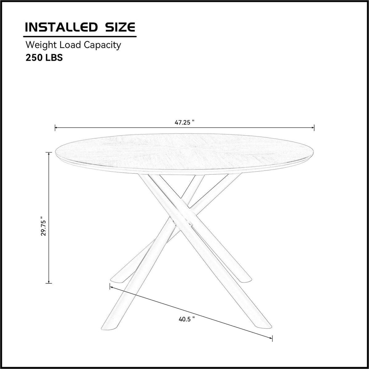 47.25" Round MDF Coffee Table End Table Short Leisure Tea Table Cross Legs Metal Base,BLACK