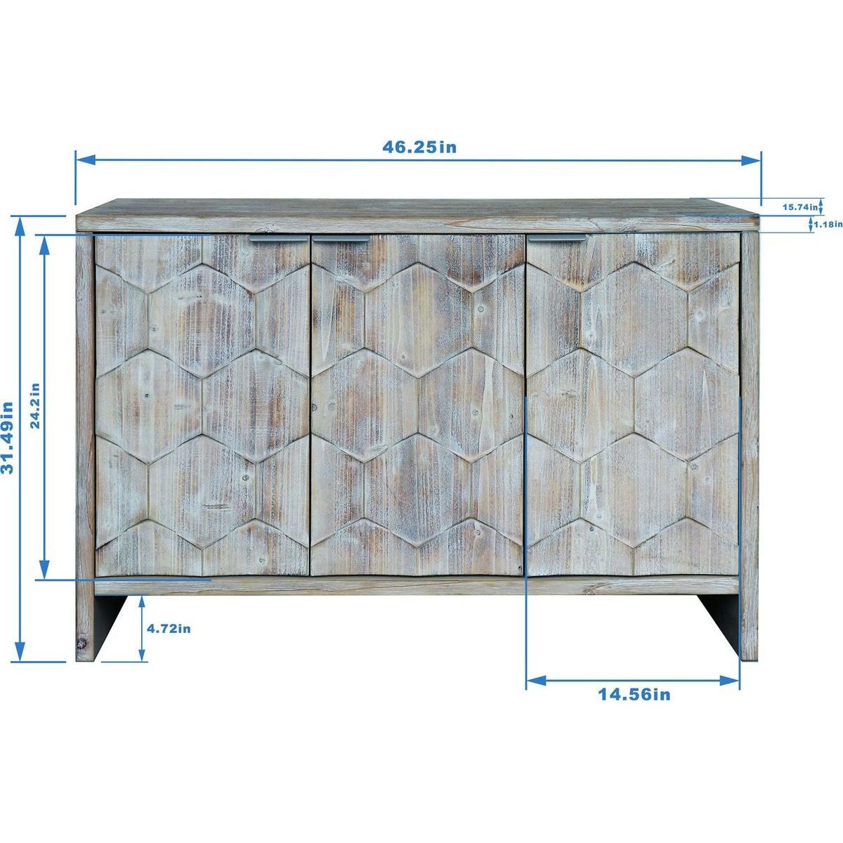 Accent Cabinet Farmhouse Style 3 Door Wooden Cabinet Sideboard Buffet Server Cabinet Storage Cabinet, for Living Room, Entryway, Hallway, Office, Kitchen and Dining Room, Natural Wood Wash