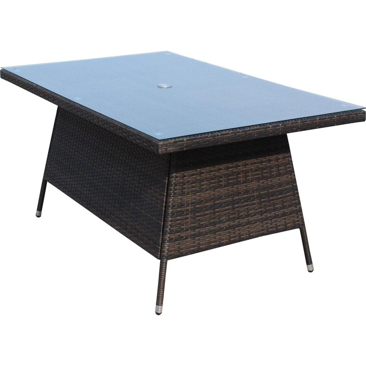 Outdoor patio Furniture Rectangular Dining Table with clear tempered glass