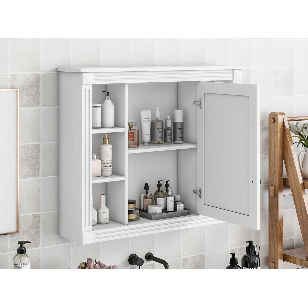 35" x 28" Wall Mounted Bathroom Storage Cabinet, Medicine Cabinet, Modern Bathroom Wall Cabinet with Mirror, Mirror Cabinet with 6 Open Shelves (Not Include Bathroom Vanity)