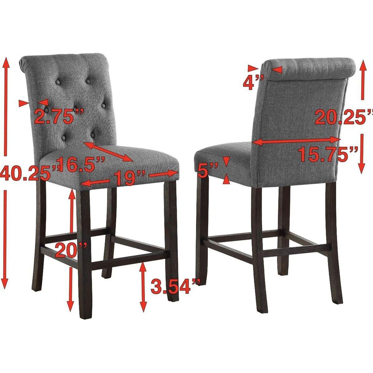 Leviton Solid Wood Tufted Asons Counter Height Stool, Set of 2, Tan