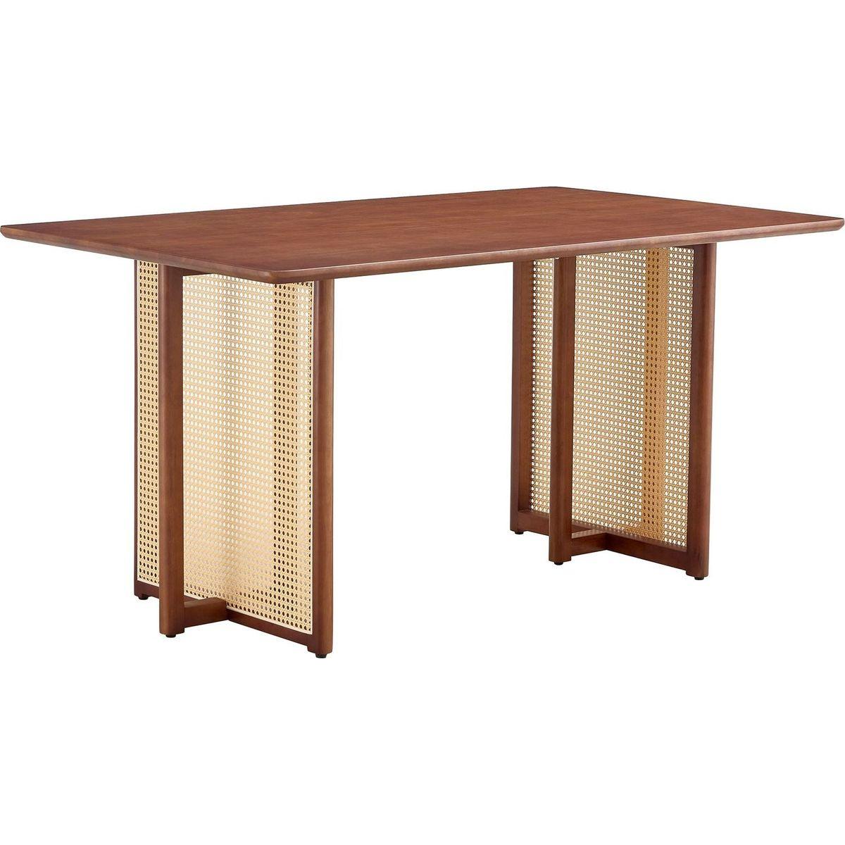 Chinese country retro solid wood dining table, simple modern imitation rattan dining table, wooden dining table, desk. Suitable for dining room, living room, office