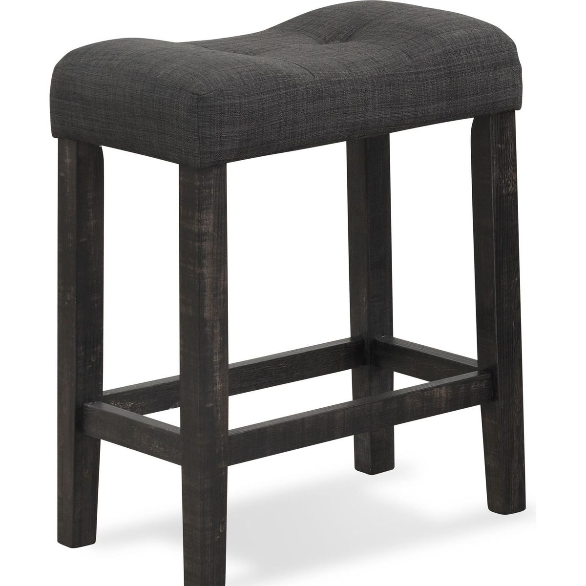 Sora Button Tufted Counter Height Saddle Stool, Set of 2, Gray