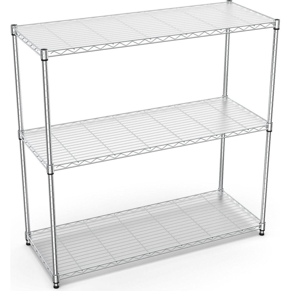 3 Tier Wire Shelving Unit, 1050 LBS NSF Height Adjustable Metal Garage Storage Shelves, Heavy Duty Storage Wire Rack Metal Shelves - Chrome
