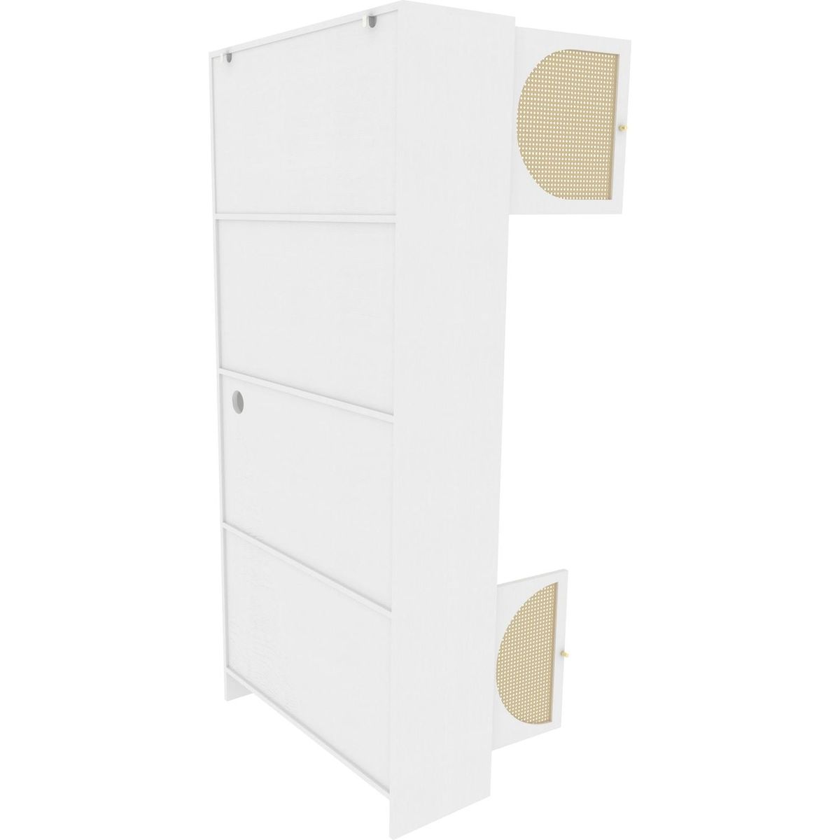 Storage Cabinet with Rattan Doors, Tall Freestanding Hutch Cabinet with Power Outlet,4 cabinet door and 4 Drawers& 1 Large Countertop, Buffet Drawer Cabinet door design