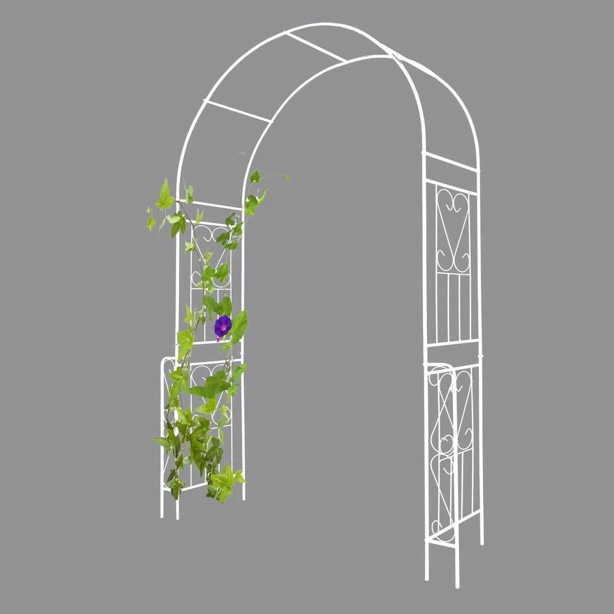 Metal Garden Arch W55" x H94.5" Garden Arbor Trellis Climbing Plants Support Rose Arch Outdoor Arch White