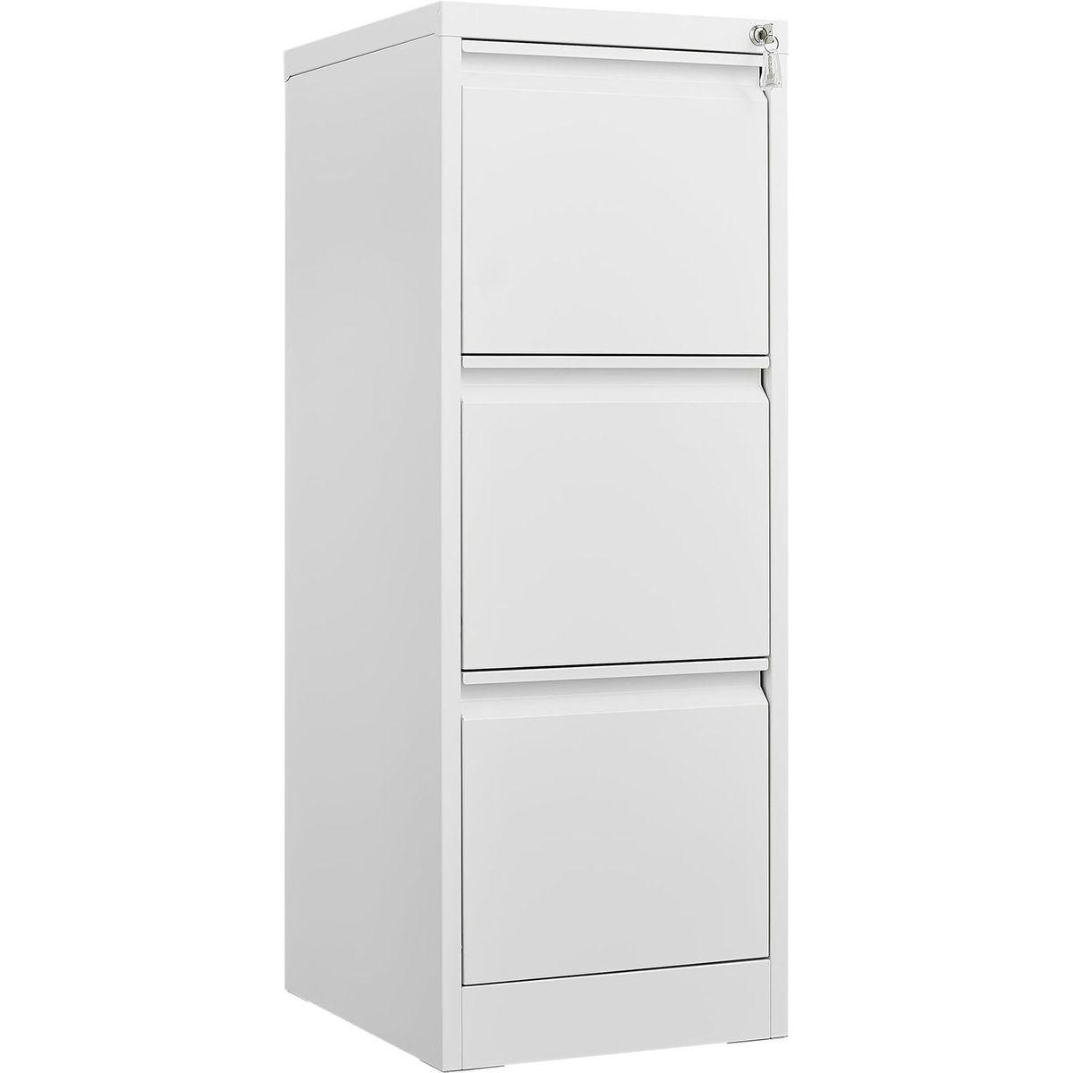 3 Drawer File Cabinet with Lock Metal Vertical File Storage Cabinet Office Home Steel Vertical File Cabinet for A4 Legal/Letter Size Narrow File Cabinet Locked,Assembly Required - Streamdale Furniture