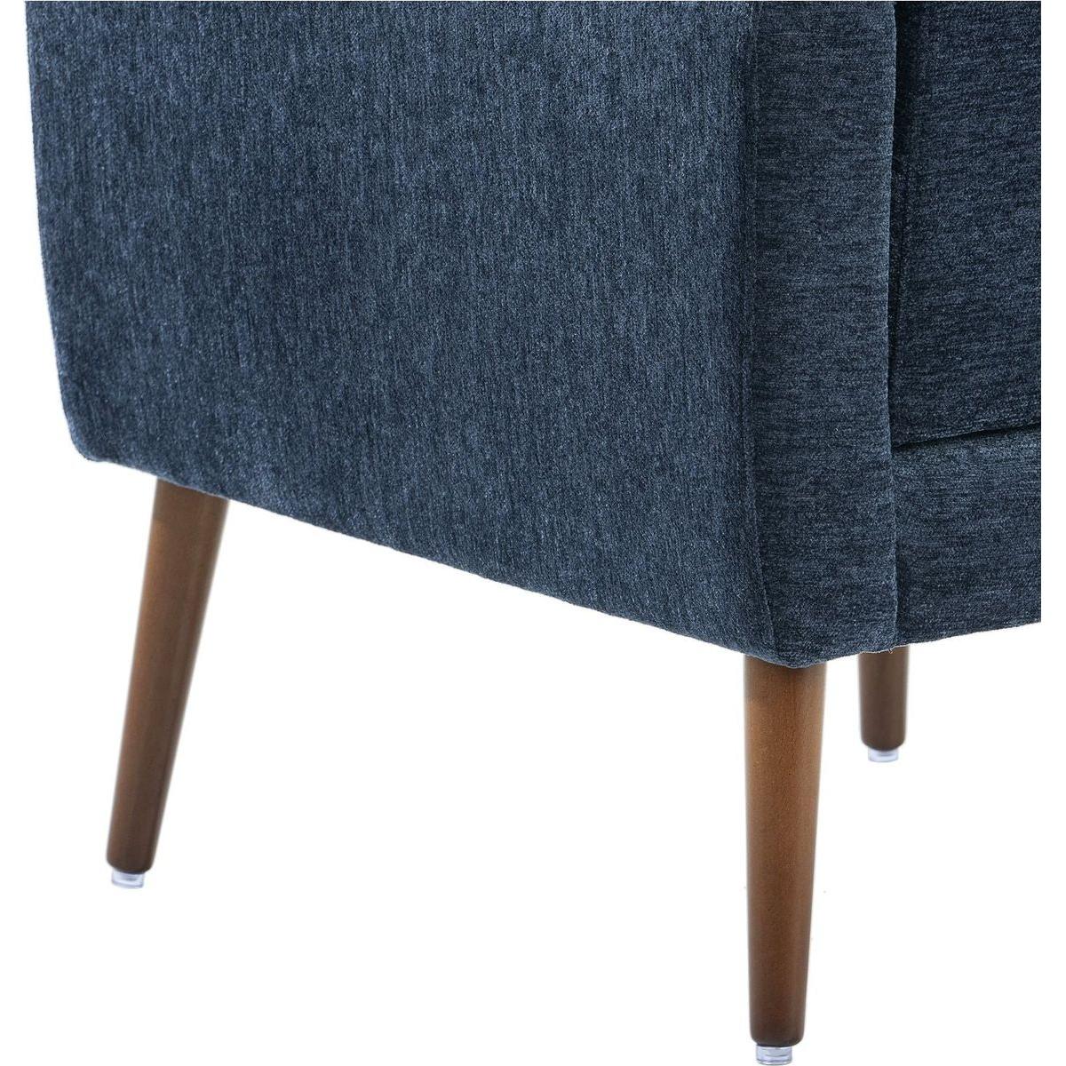 Modern Accent Chair Upholstered Foam Filled Living Room Chairs Comfy Reading Chair Mid Century Modern Chair with Chenille Fabric Lounge Arm Chairs Armchair for Living Room Bedroom (Dark Blue)