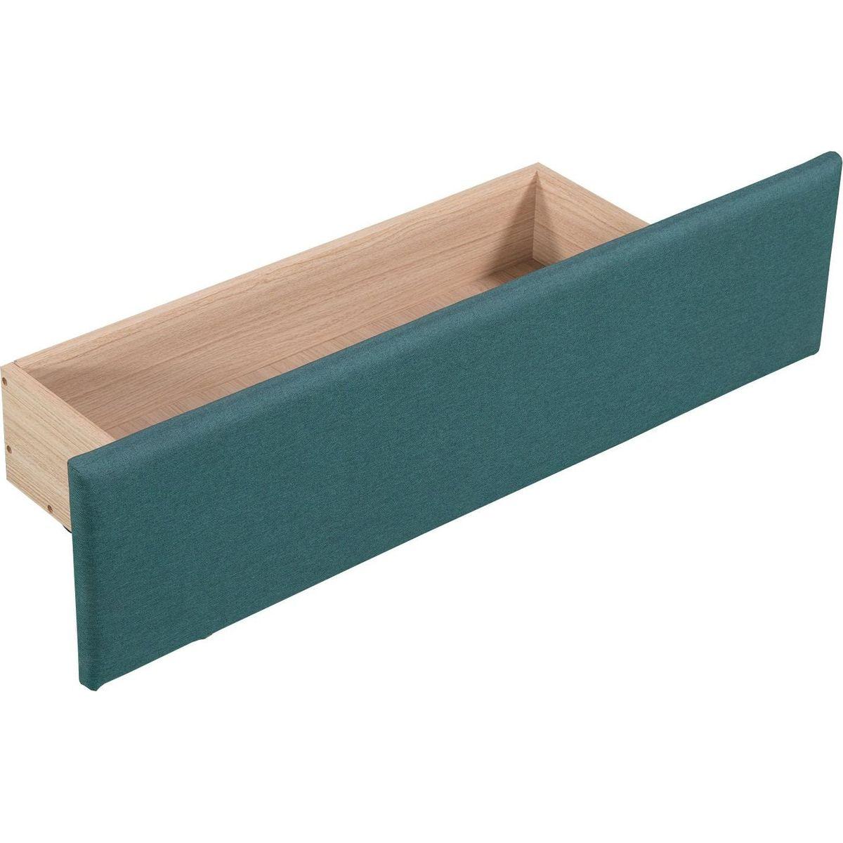 Upholstered Double Twin Size Daybed with Trundle and Drawer, Green