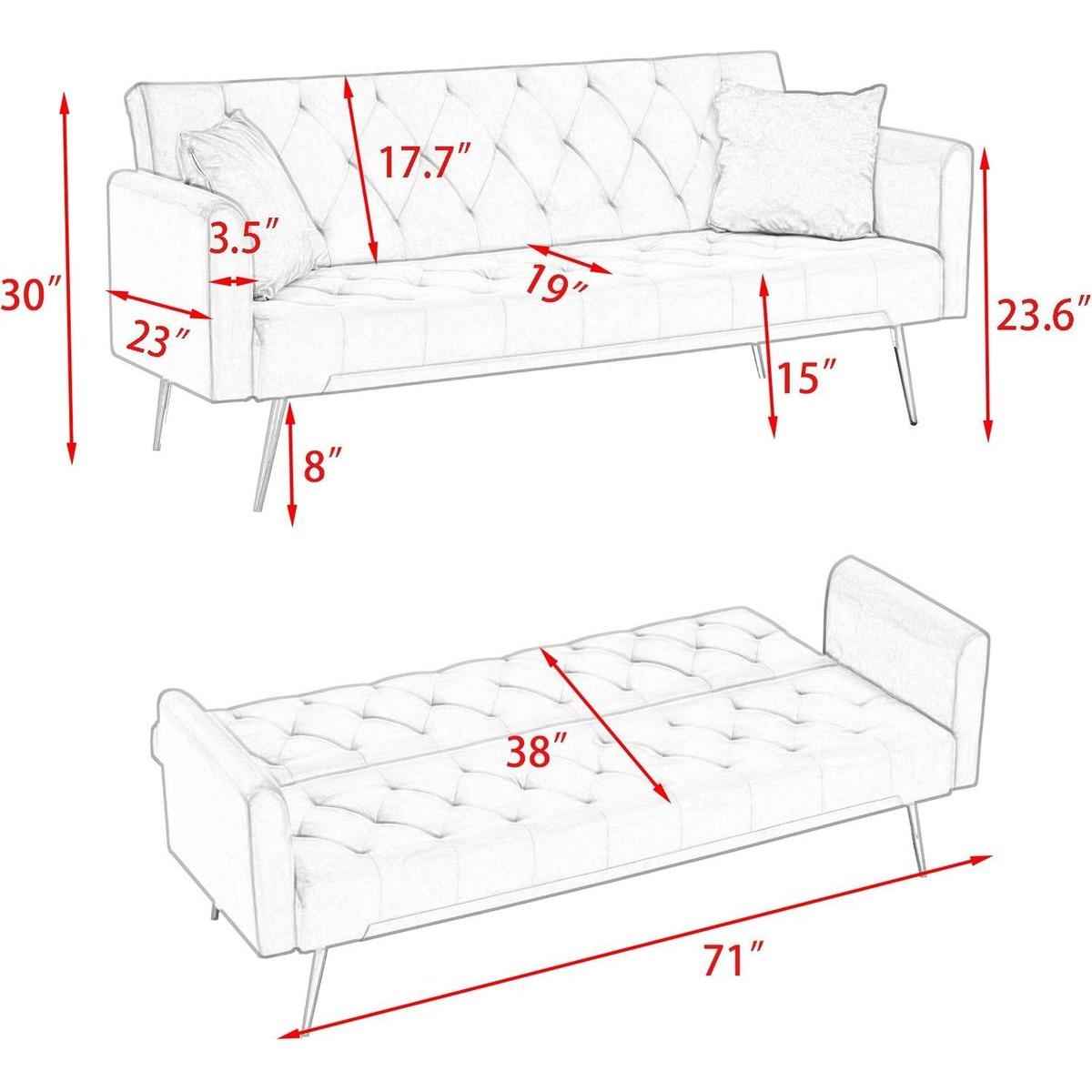 71" Convertible Double Folding Living Room Sofa Bed