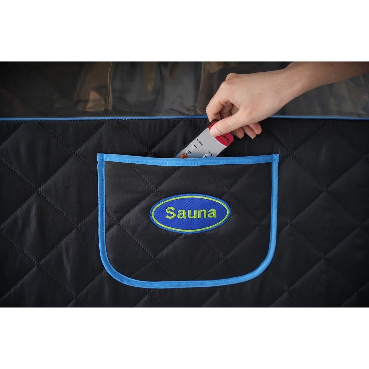Portable Folding Full size Steam Sauna with 1000W&2.2L steam Generator. Personal Sauna Tent for Relaxation & Spa at home. Fast heating. Folding Steel Rim, it's easy to install, with FCC certification.