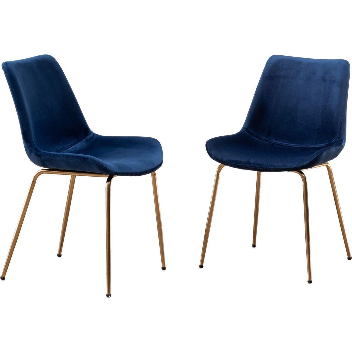 Aufurr Modern Velvet Dining Chair, Set of 2, Blue