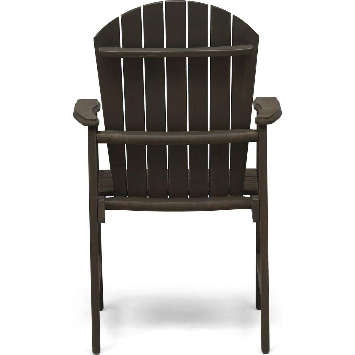 Acacia Wood Adirondack Dining Chairs (Set of 2), Gray Finish