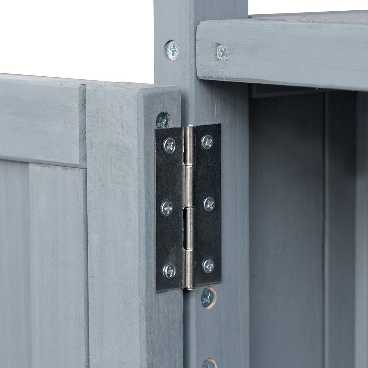 Outdoor Kitchen Island, Rolling Bar Cart & Storage Cabinet, Farmhouse Solid Wood Outdoor Grill Table with Stainless Steel Top, Spice Rack, Towel Rack for Kitchen & BBQ, Grey Blue