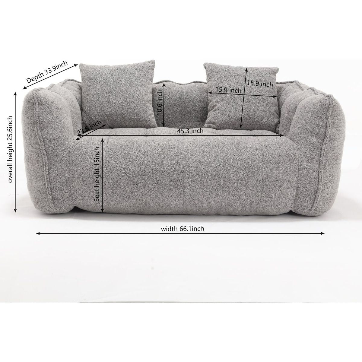 Soft beanbag chair with high resilience foam core for two people. The comfortable square recliner sofa is ideal for family members and friends engaged in games, reading, watching TV