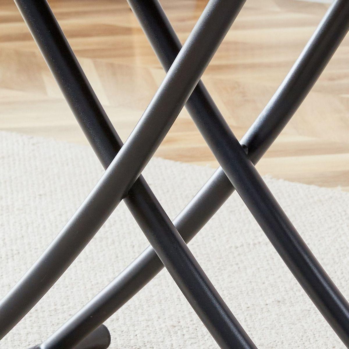 Modern minimalist multifunctional lifting table, with a 0.8-inch wood grain process sticker desktop and black metal legs, can be used as a dressing table, coffee table, dining table, and office table