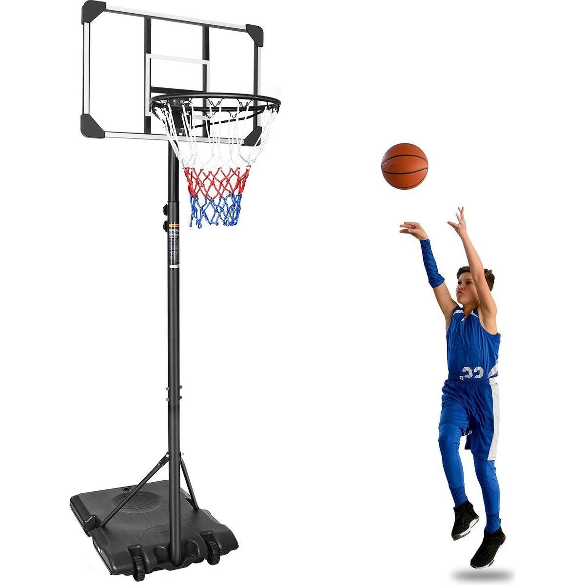 Basketball Goal Portable Basketball Hoop Indoor Outdoor Basketball Stand 5.6-7ft Adjustable 28in Backboard with Wheels