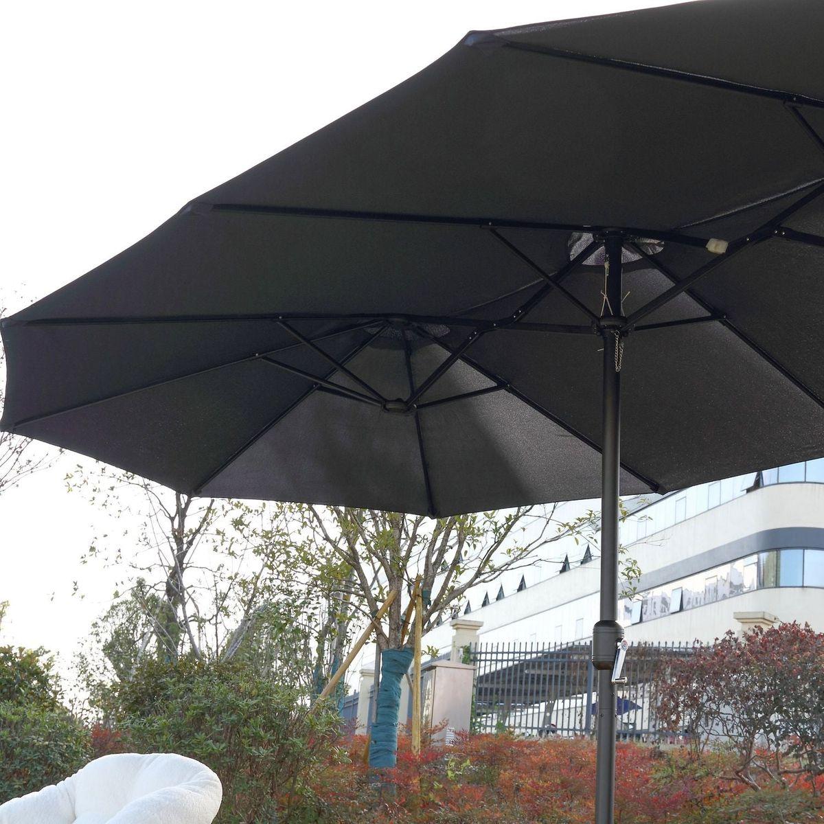 14.8 Ft Double Sided Outdoor Umbrella Rectangular Large with Crank (Navy blue)