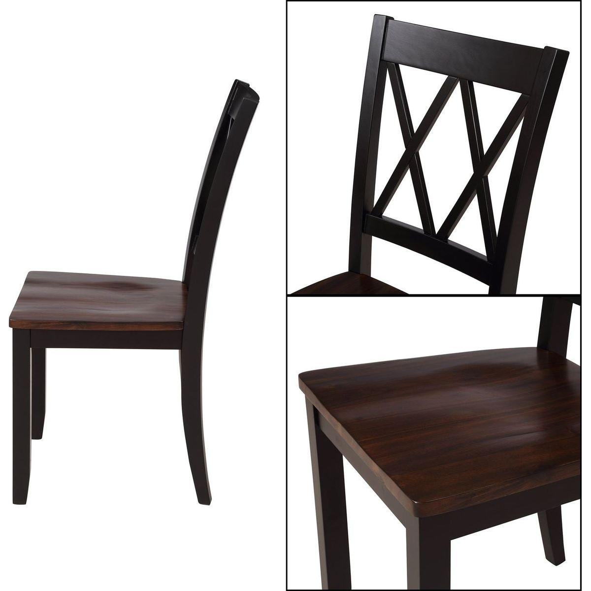 5-Piece Dining Table Set Home Kitchen Table and Chairs Wood Dining Set, Black+Cherry