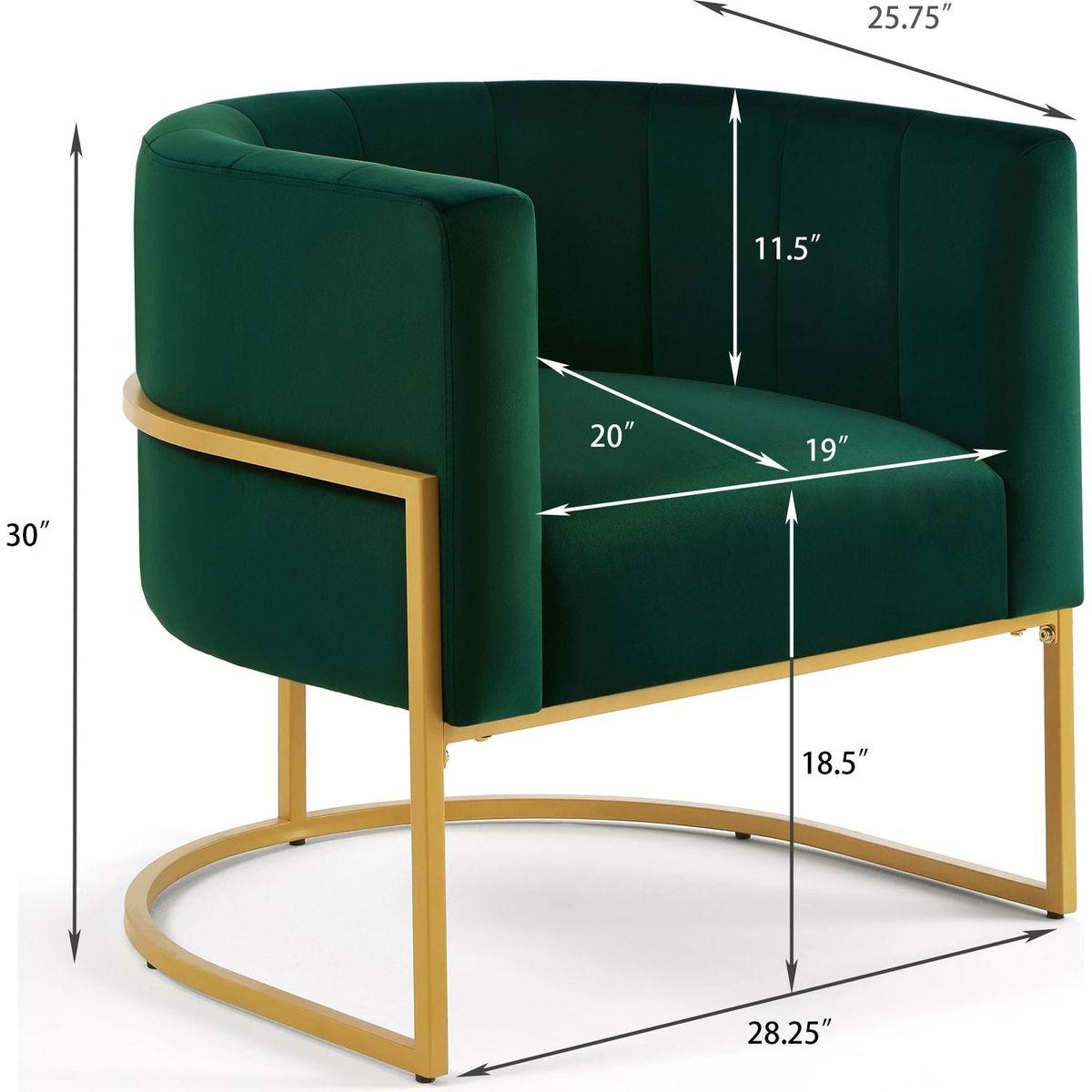 Upholstered Velvet Accent Chair with Golden Metal Stand,Mid-Century Living Room Leisure Chair with Curve Backrest -Jade(Emerald)