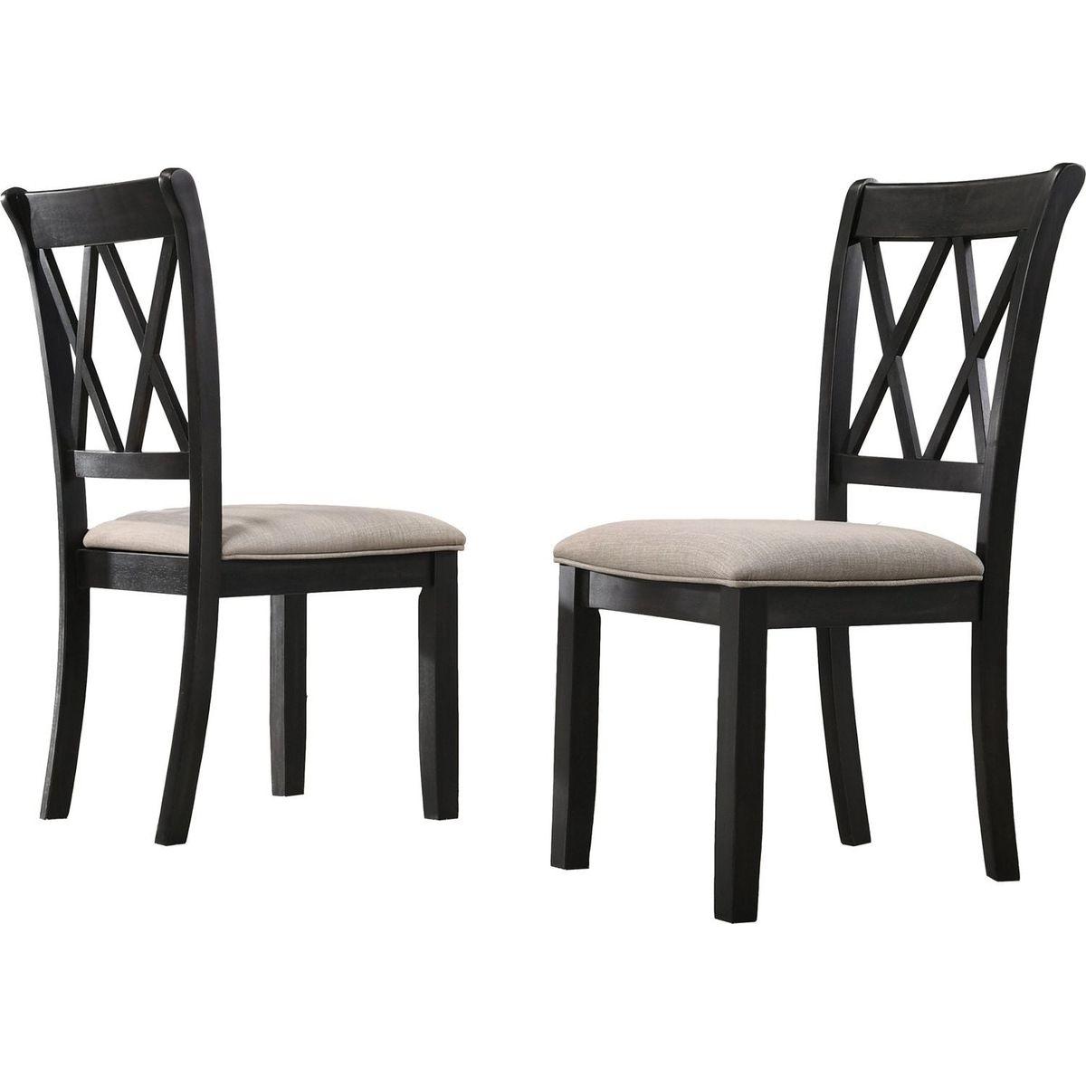 Windvale Fabric Upholstered Dining Chair in Black, Set of 2 - Streamdale Furniture