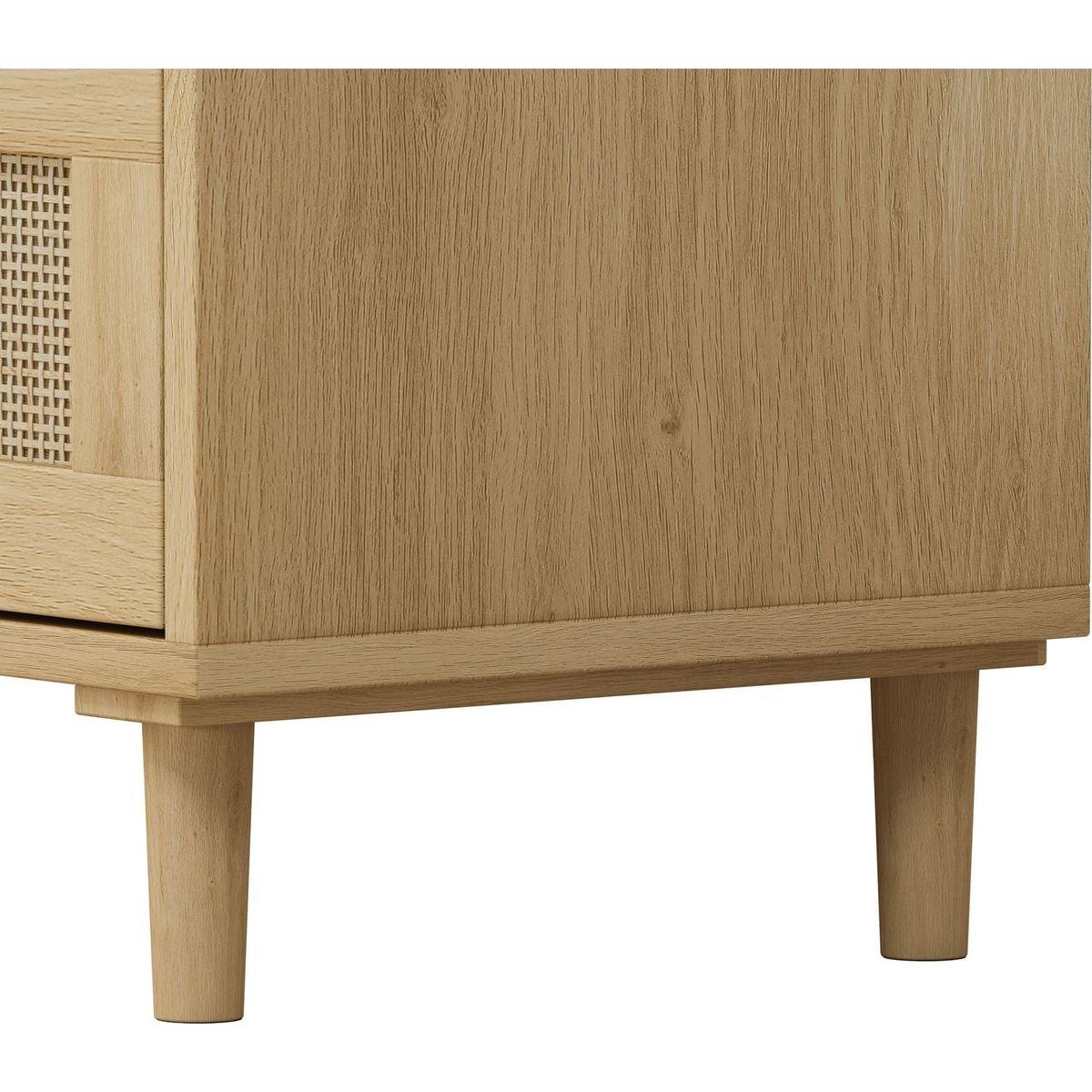3-Drawers Rattan Storage Cabinet Rattan Drawer (Set of 2),for Bedroom,Living Room,Dining Room,Hallways,Oak