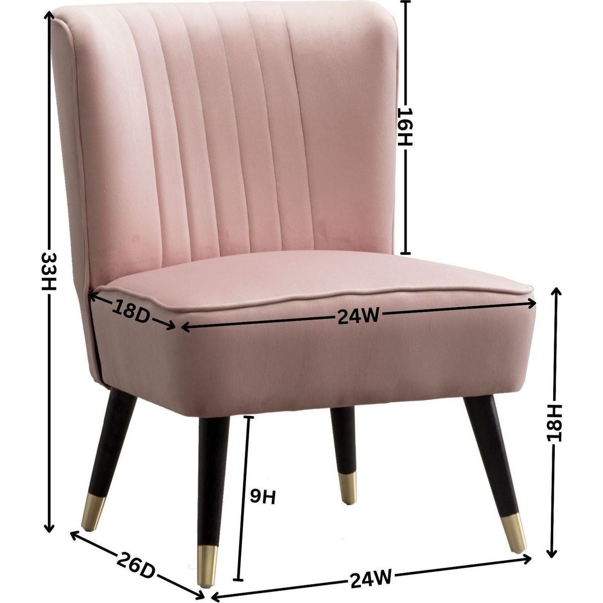 Elon Contemporary Velvet Upholstered Accent Chair, Pink