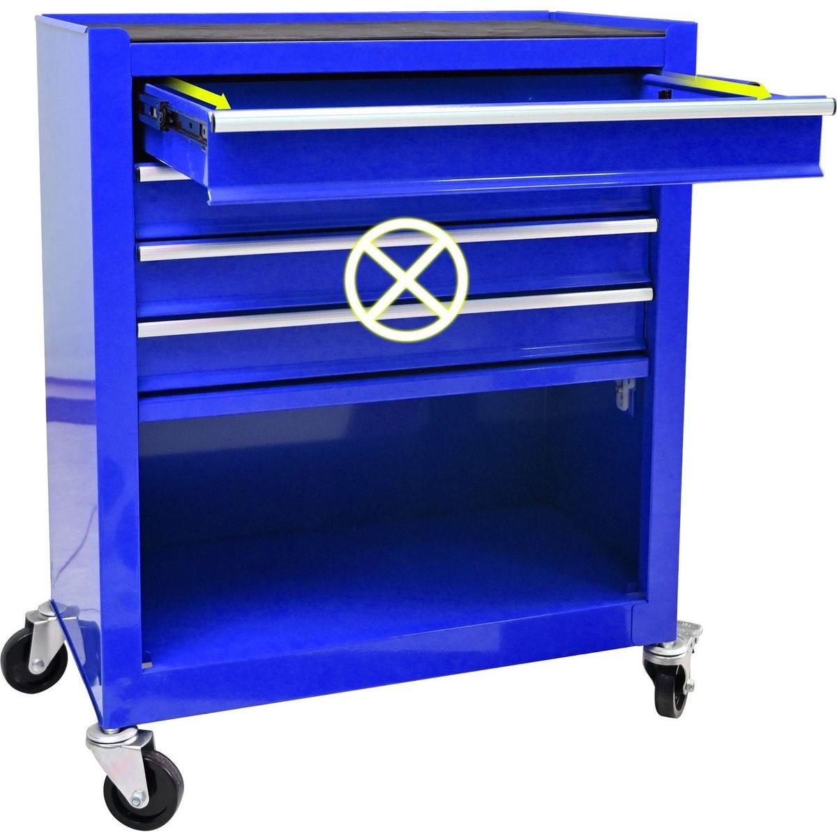 4 DRAWERS MULTIFUNCTIONAL TOOL CART WITH WHEELS-BLUE