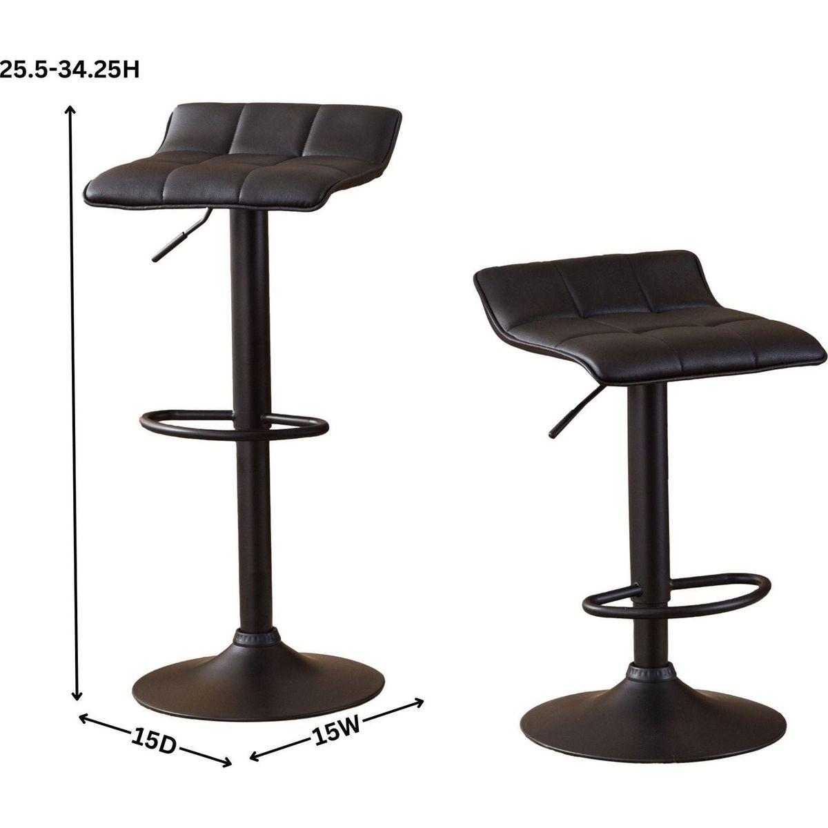 Belham Swivel Black Bonded Leather Adjustable Bar Stool, Set of 2