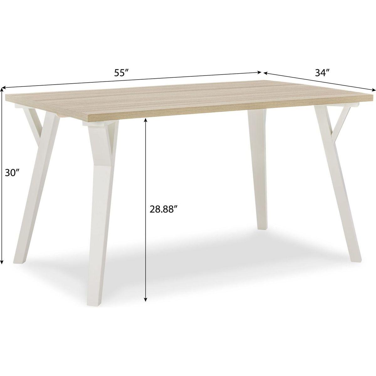 Alwynn Contemporary Rectangular Dining Table, White and Natural Wood
