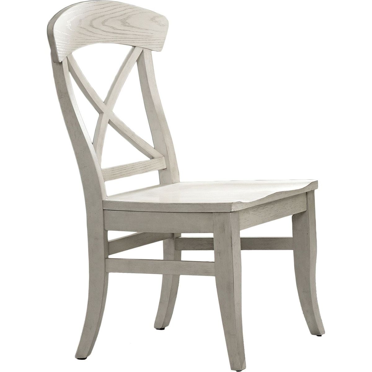 Harola Cross-back Dining Side Chairs in Set of 2, Smoky White Finish